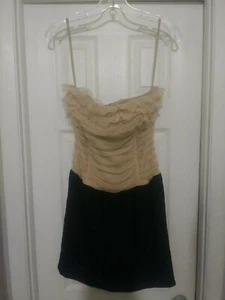 Abito donna Bergdorf Goodman beige e nero pizzo senza maniche con zip TG 6 - Foto 1 di 10