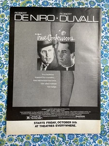 Vintage 1981 True Confessions Movie Print Ad Robert Duvall Robert Deniro - Picture 1 of 7