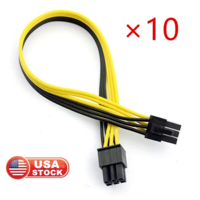 10pcs PCIE PCI-E 6Pin to 6Pin Male GPU Video Card Power Cable Cord Connector USA - Image 1 of 4