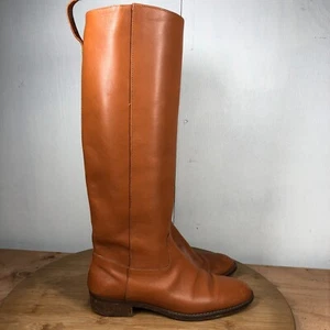 J Crew Boots Womens 6 Vintage Riding Career Tall Pull On Brown Leather Italy - Picture 1 of 19