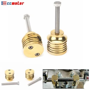 Pair Brass 1" Handlebar Riser Round Mount Clamps For Bobber Chopper Cafe Racer - Picture 1 of 8