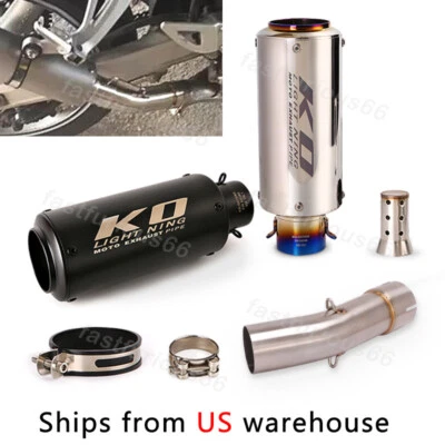 For Suzuki SV650 2003-2015 Exhaust System Mid Link Pipe 51mm Mufflers Silencer - Image 1 of 4
