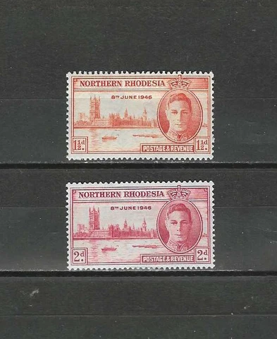 NORTHERN RHODESIA , 1946 , PEACE ISSUE , SET OF 2 STAMPS  , PERF , MNH Cover
