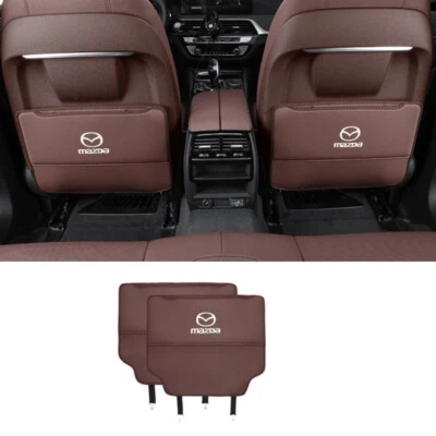 2PC Car Seat Back Pad Mat Leather Anti-Kick Protector Trim Cover for Mazda Brown Foto 1 de 3