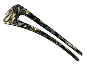French Amie Grace Long Onyx Large Cellulose Acetate Chignon U Hair Pin Stick - Picture 1 of 4