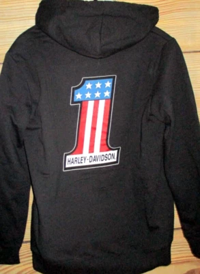MENS HARLEY DAVIDSON BLACK HOODIE SWEATSHIRT JACKET SIZE S - Image 1 of 3