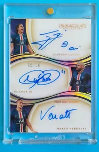 2020 Immaculate PSG Cavani Neymar JR Marco Verratti TRIPLE Auto 5/10 - Picture 1 of 2