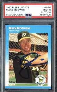 PSA 9 PSA ADN 10 Autógrafo Rc Mark Mcgwire Automático 1987 Fleer Brillante Novato Firmado - Imagen 1 de 2