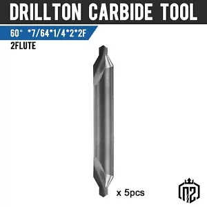 5PCS 60 Degree Solid Carbide 7/64" x 1/4" x 2" Center Drills - Double End - Picture 1 of 7