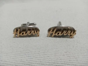 Vintage Swank Manschettenknöpfe Silber & Goldfarben Harry Monogramm - Bild 1 von 2