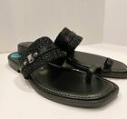 Italian Shoemakers Black Leather Women Leather Sandals Size 8