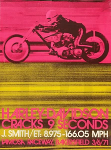 1971 Harley Davidson Cracks 9 Seconds Advertising Poster 14 x 11" Photo - Picture 1 of 1