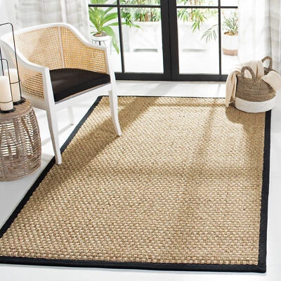 Safavieh Power Loomed Natural Fiber Collection Natural/Black Area Rugs - NF114C - Image 1 of 3