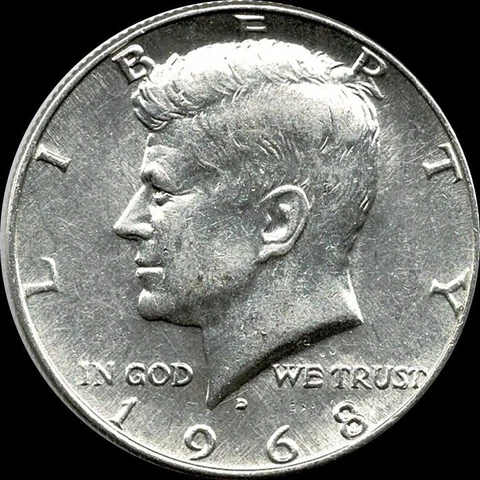A 1968 D Kennedy Half Dollar 40% SILVER US Mint "Circulated" Cover