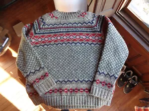 VTG 90s Abercrombie Wool Ski Cabin Winter Cozy The Big Sweater Large - Picture 1 of 6