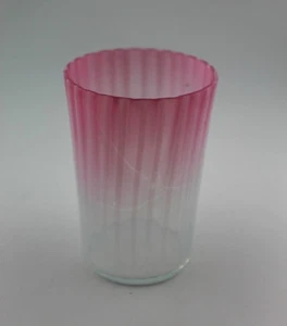 VICTORIAN ANTIQUE ART GLASS OPAL CRANBERRY SWIRL TUMBLER CUP - Picture 1 of 3