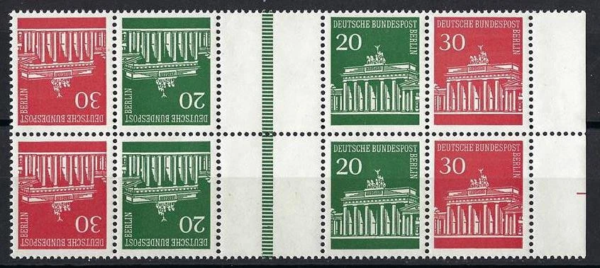 Germany Berlin 1966 Sc# 9N251/53 (20+30) se-tenant tete-beche gutter block 8 MNH - Image 1 of 1