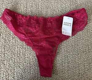 NWT Simone Perele Red Lace Panties Size 5 EU XL US - Picture 1 of 4