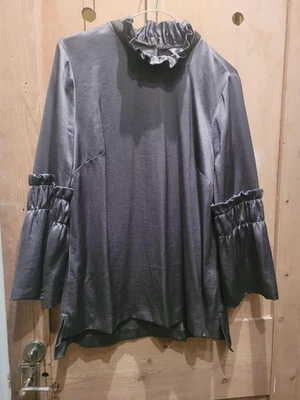 Ted Baker "Myani" Khaki Frilled Sleeve High Neck Top Size 3 12/14 - Image 1 of 3