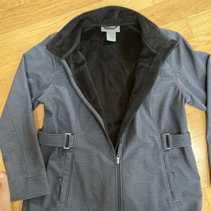 Free Country Midweight Fleece Lined Zip Jacket Buckle Snap Dark Gray Coat XL - Picture 1 of 2