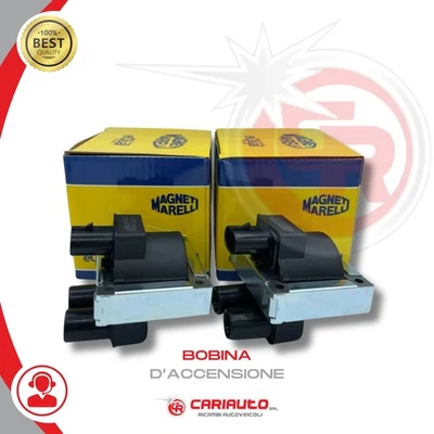 Kit 2 Bobina d'Accensione Marelli Fiat Punto Panda Lancia Y 1.100 1.200 Benzina - Immagine 1 di 4