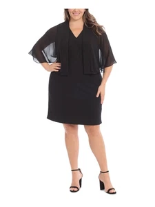 LONDON TIMES WOMAN Womens Black Lined Cropped Open Front Cardigan Plus 24W - Picture 1 of 11