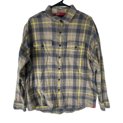 Eastern Mountain Sports Flannel Shirt Men Large Gray Plaid Long Sleeve Button Up - Image 1 of 4