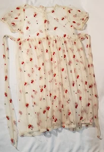 Vtg Girls Tulle Overlay Dress Apples M/L - Picture 1 of 6