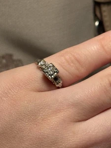 14k White Gold 1940’s Art Deco Engagement Ring - Picture 1 of 6