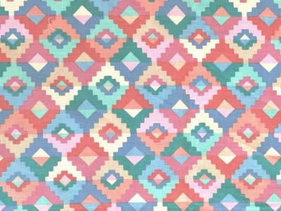 VTG Aztec Fabric Pastel Coral Cotton Southwest Geometric Diamond 38"L x 36" - Image 1 of 4