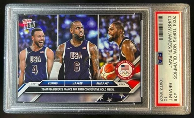 2024 Topps Now Olympic Games LeBron James Steph Curry Kevin Durant #26 PSA 10 - Image 1 of 2