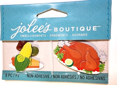 Fiesta de Acción de Gracias Pavo Maíz Mazorca Calabaza Pastel Jolee's Adornos 3D 2013 Foto 1 de 2