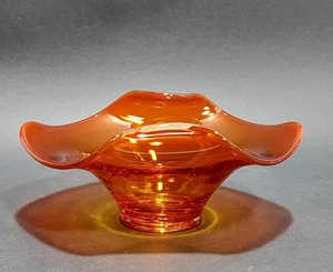 Vintage Viking Glass Hand Blown Persimmon Orange Bowl MCM Art Glass - Glows - Picture 1 of 18
