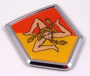 Sicily Flag Sicilian Emblem Chrome Car Decal Sticker - Picture 1 of 2