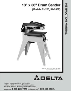 Delta 31-250 31-255X 18 x 36" Drum Sander Instructions Manual - Bild 1 von 1