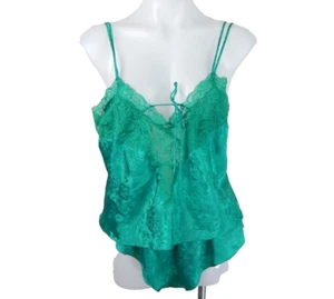 Victoria's Secret Medium Dessous Pyjama Set Vintage 80er 90er Satin Flattershorts - Bild 1 von 4