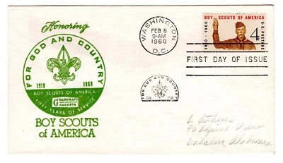 #1145 Boy Scouts 1960 FDC -  Mellone #36 Goldcraft - Image 1 of 2