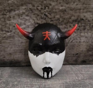 Traditional Oni Mask Japanese Mask Hand Painted 2.5In./6.5cm. Red White Black - Picture 1 of 7