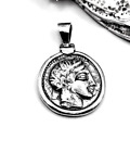 Sterling Silver 925 Goddess Athena Coin Pendant