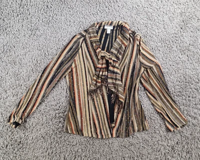 Joseph Ribkoff Jacket Womens 12 Gold Sequin Beads Pussy Bow - Image 1 of 4