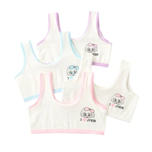 5 Pack Cotton Girls Tank Tops Cute Puberty Girls' Bra Students Underwear 6 - 12Y - Picture 1 of 10