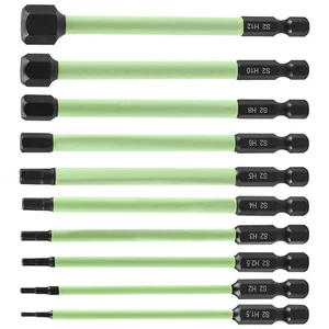 10X 1/4" Metric Hex Head Allen Wrench Drill Bit Set S2 Alloy Steel Magnetic Tips - Picture 1 of 10