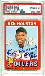 1971 Topps KEN HOUSTON Signed Oilers Rookie Card Auto Graded PSA/DNA 10 Slabbed - Picture 1 of 3