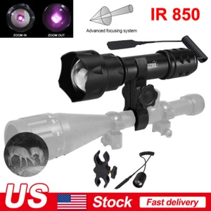 T20 Hunting IR LED Flashlight Infrared Night Vision Light 850nm Scope Mount Zoom - Picture 1 of 12