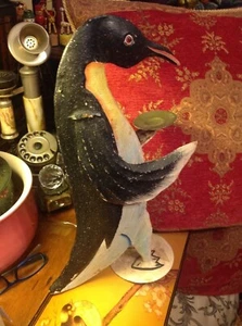 GREAT FOLK ART 'Penguin waiter' HANDMADE, FROM JOHN LEWIS, metal work, unique.  - Picture 1 of 7