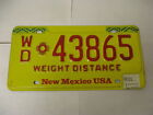 2001 01 New Mexico NM License Plate Weight Distance WD 43865