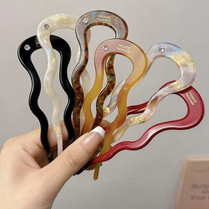 Women Hair Pin U Shaped Fork Stick French Fashion Hairstyle Twist Hair Clips - Picture 1 of 19