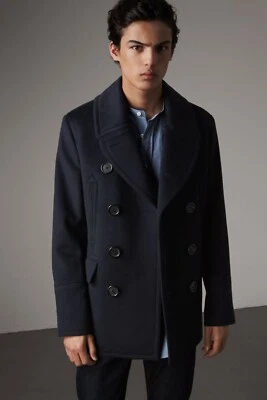 Burberry Men's Navy Wool-Cashmere Pea Coat LIKE NEW - Image 1 of 4
