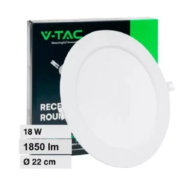 PANNELLO LED  FARO FARETTO DA INCASSO CON DRIVER  18W  ROTONDO SLIM V-TAC - Immagine 1 di 4