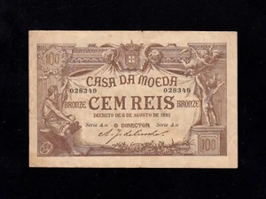 F.C. PORTUGAL , 100 REIS 1891 , B/C+ (F+) , P90 . - Imagen 1 de 2